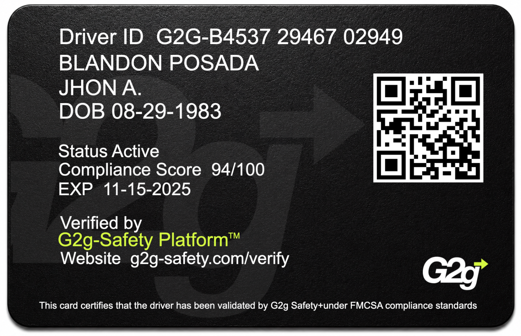 Black tier credential card back