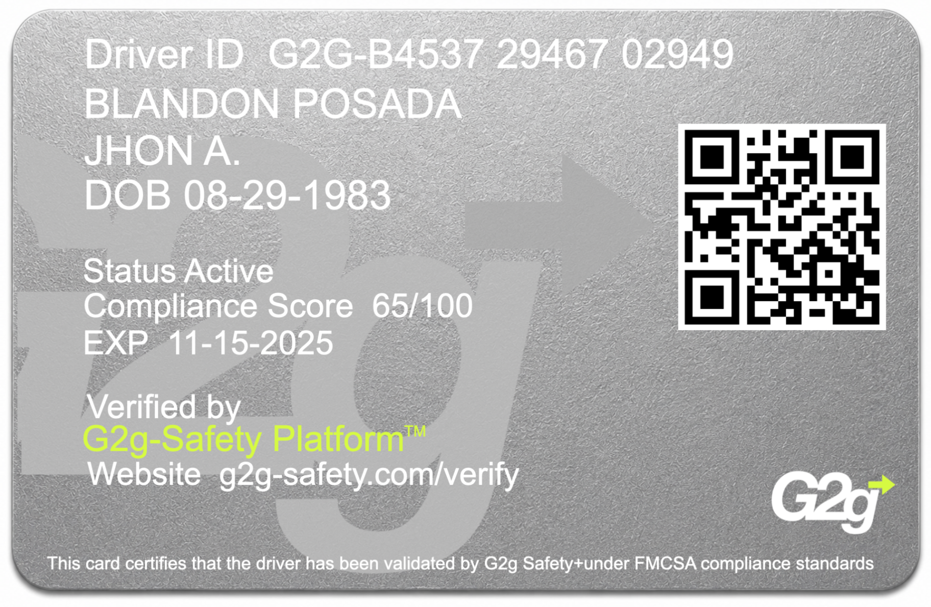 Gray tier credential card back